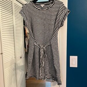 J. Crew Black and White Striped Mini Dress